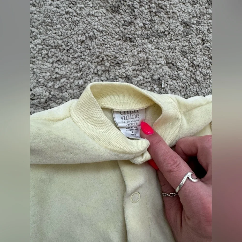 Vintage Carter’s Child of Mine Yellow Velour Duck 90s/Y2K Sleeper 3M